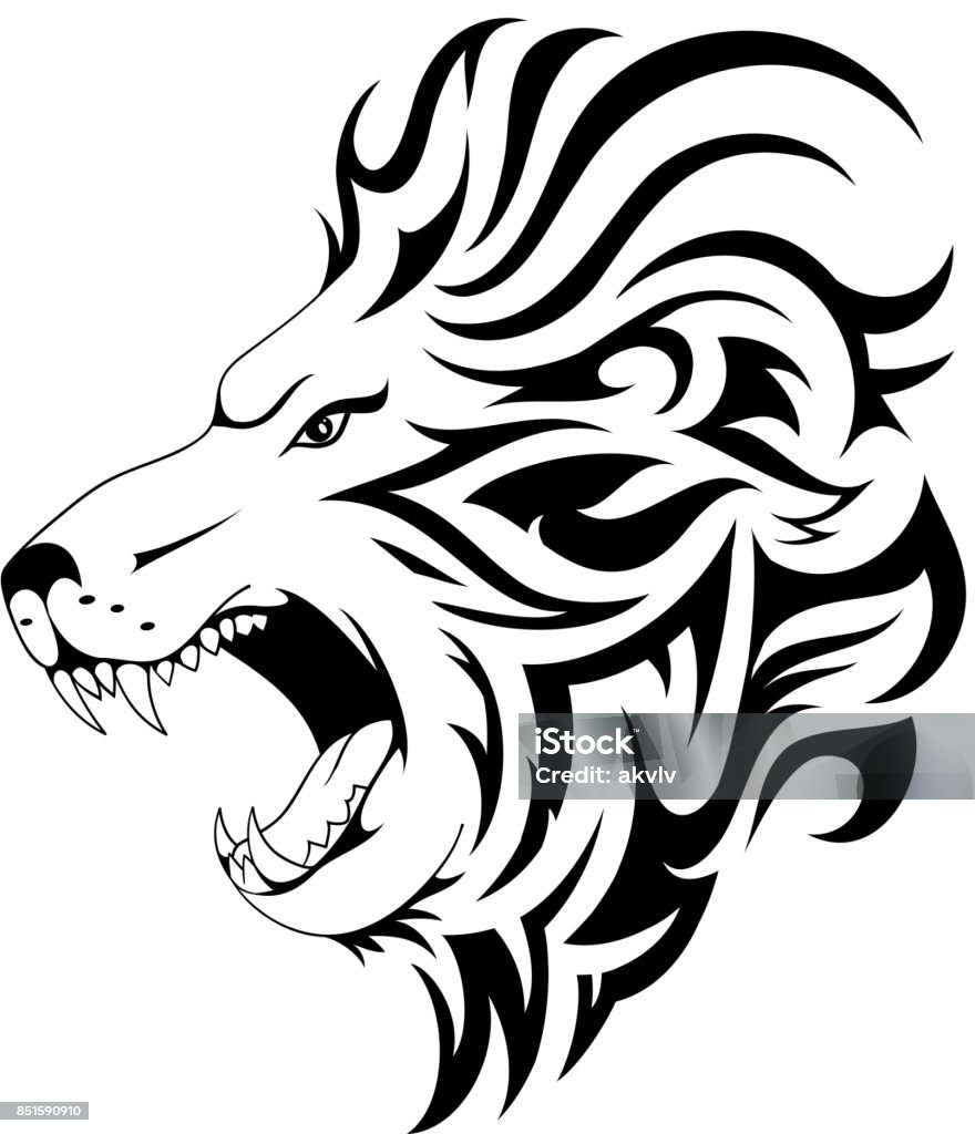 Lion Tribal Tattoo Design Stock Illustration - Download Image Now - Animal,  Animal Body Part, Animal Head - iStock