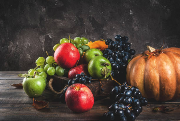 istock Seasonal fall fruits and pumpkin 851664828