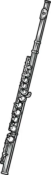 Vector illustration of Flute illustration, drawing, engraving, ink, line art, vector