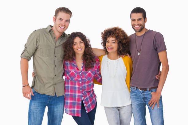 istock Fashionable young friends smiling 851674404
