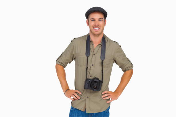 Portrait of a mid adult photographer at his home office