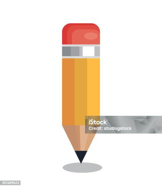 Fournitures De Crayon Scolaires Icône Isolé Vecteurs libres de droits et plus d'images vectorielles de Crayon - Crayon, Cartoon, Vectoriel