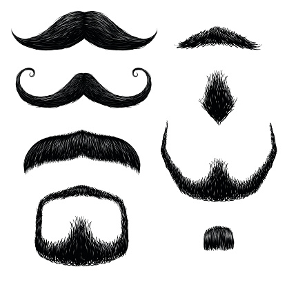 Mustaches set hand drawing in vector