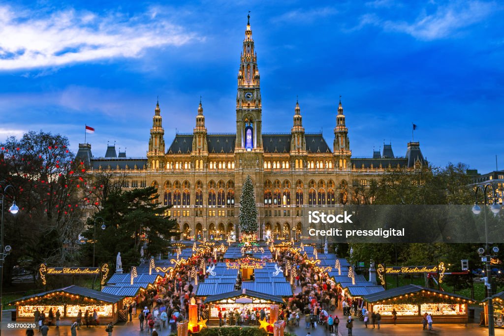 Christmas Market Vienna Christmas Market Vienna, traditional market at Vienna Town Hall in December Vienna - Austria Stock Photo