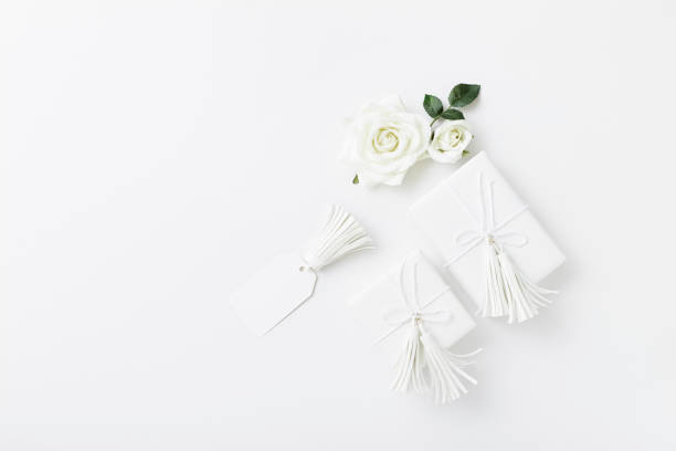 Wedding, Gift, Gift Box, White Color, Valentine's Day - Holiday, tassel, Rose - Flower,