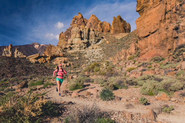 istock Woman running in mountains, trail runner 851752808
