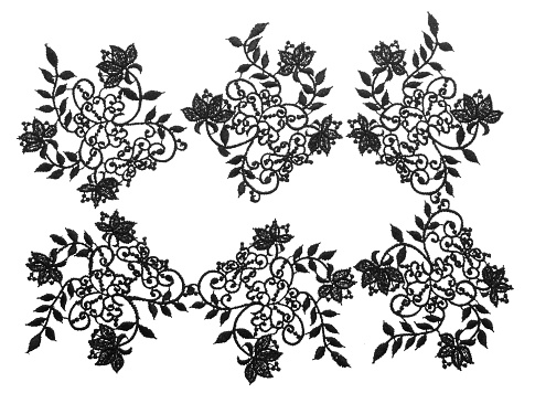 Embroidered lace trim decoration pattern, Flower shape fabric, isolated over white background