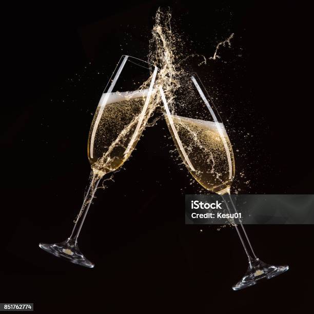 Glasses Of Champagne Celebration Theme Stock Photo - Download Image Now - Champagne Flute, Champagne, Celebratory Toast