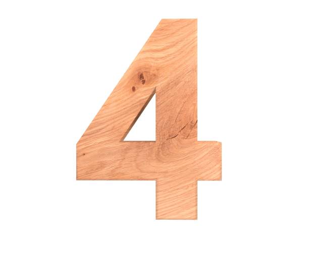 istock Decorative wooden alphabet digit four symbol - 4. 3d rendering illustration. Isolated on white background 851762882