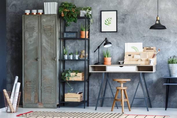 istock Classic wooden stool at desk 851766802
