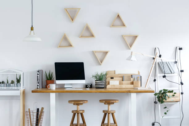 istock Wooden stools at a desk 851766864