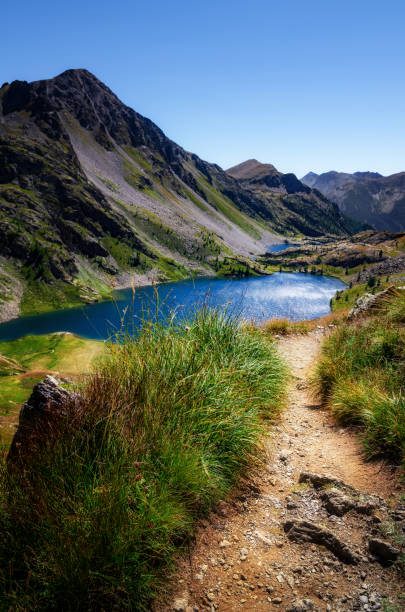 sentiero di montagna per il lac superieur de vens - provenza alpi foto e immagini stock