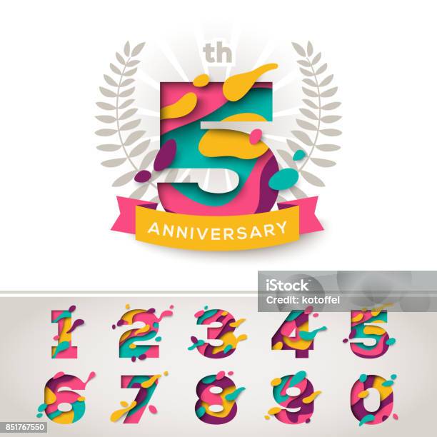 Anniversary Celebration Signs Stock Illustration - Download Image Now - 10-11 Years, Number, 6-7 Years