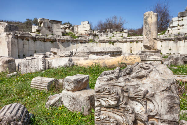 стратоникейя, эскихисар, мугла, турция - architecture anatolia ancient civilization ancient greece стоковые фото и изображения