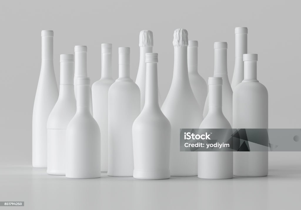 Mock-up leer 3D-Illustration Alkohol Flasche, Textfreiraum. - Lizenzfrei Wein Stock-Foto
