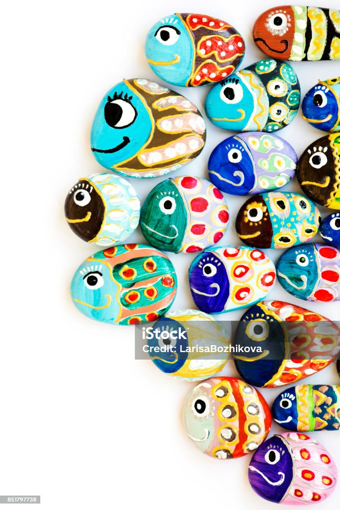 Funny Painted Acrylic Pebbles Stock Photo - Download Image Now - Paint, Rock  - Object, Stone - Object - iStock
