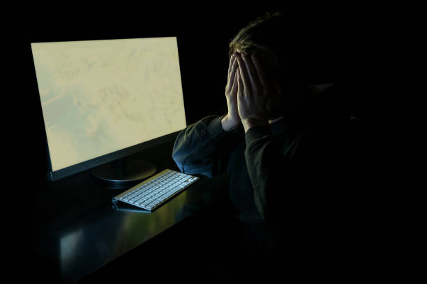 istock Young emotional gamer in the dark 851801164