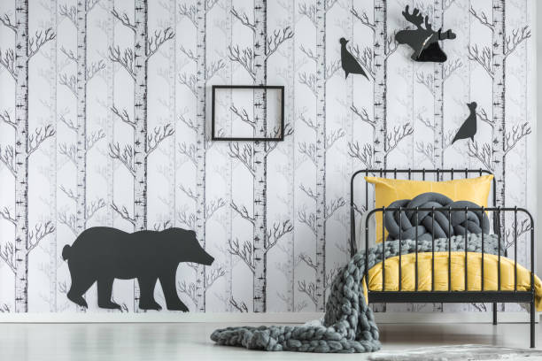 Bedroom with black animal sticker