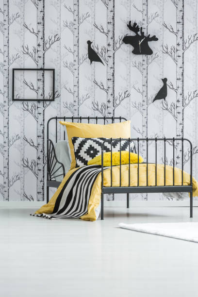 istock Yellow bed in simple bedroom 851806126