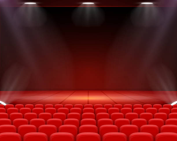 シーン映画背景美術、ステージ上でパフォーマンス。 - curtain stage theater theatrical performance red点のイラスト素材／クリップアート素材／マンガ素材／アイコン素材
