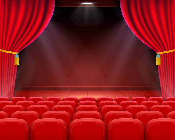illustrations, cliparts, dessins animés et icônes de technique de scène cinéma antérieure, performances sur scène. - theatrical performance stage theater curtain movie