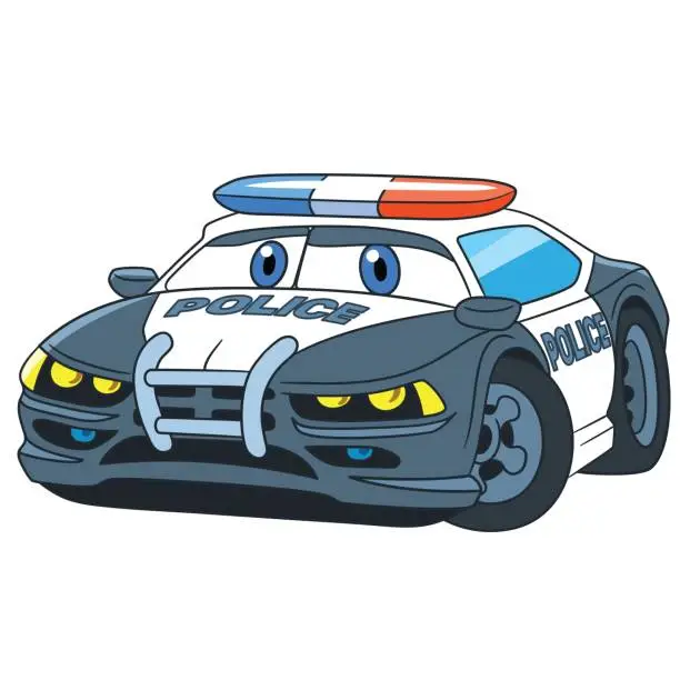 Vector illustration of Cartoon police car
