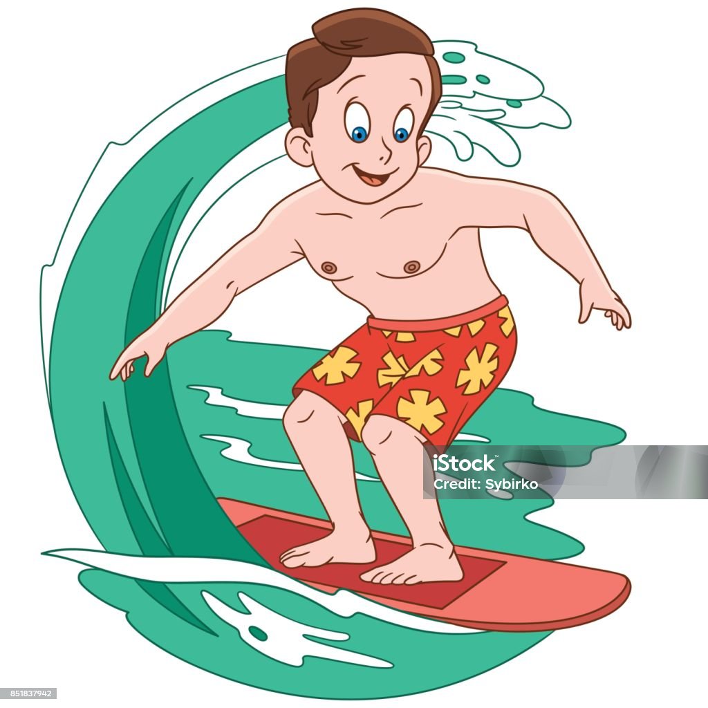 Ilustración de Niño De Dibujos Animados De Surf Sobre Las Olas y más  Vectores Libres de Derechos de Adulto - Adulto, Adulto joven, Agua - iStock