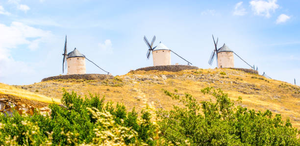 istock Windmills landscape with blue sky in summer time / windmills in consuegra Spain. 851838262