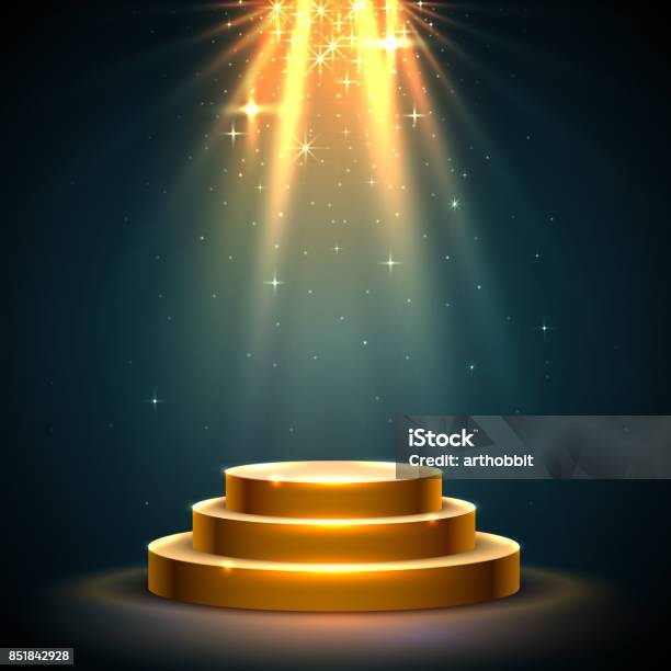 Stage Podium Scene With For Award Ceremony Stock Illustration - Download Image Now - Podium, Award, Winning