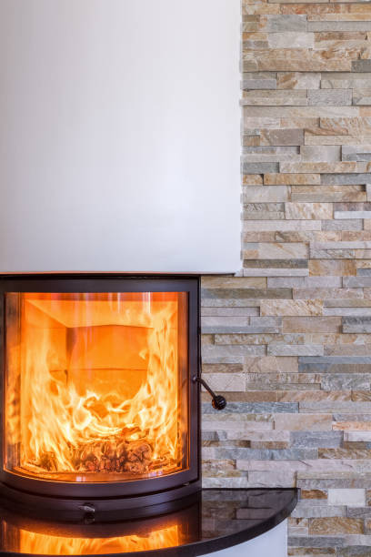 istock Interior shot of a modern marble fireplace 851855464