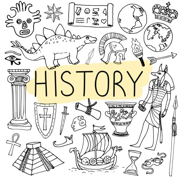 ilustrações, clipart, desenhos animados e ícones de mão de história desenhada doodles. vetor para ilustração de escola. - museum of arts and traditions