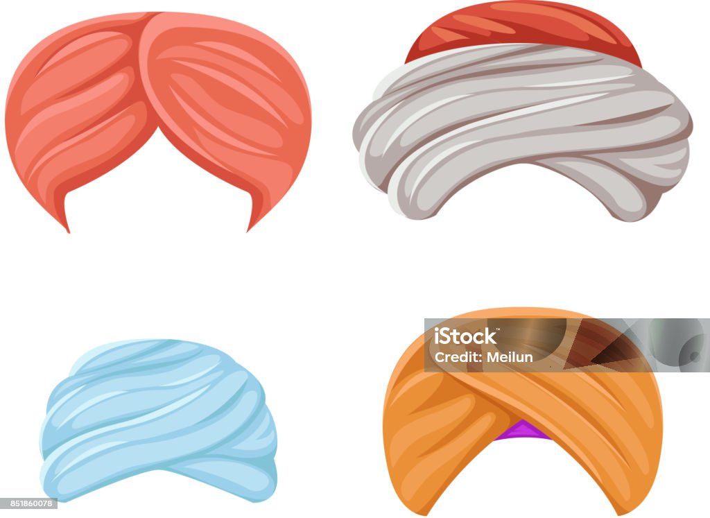 Arab Indian Culture Headdress Turban Sikh Sultan Bedouin Isolated Icons Set  Cartoon Design Video Chat Effects Photo Portrait Vector Illustration Stock  Illustration - Download Image Now - iStock