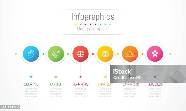 Infographic Design Elements For Your Business Data With 6 Options Parts Steps Timelines Or Processes Vector Illustration Stock Illustration - Download Image Now