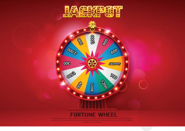 illustrazioni stock, clip art, cartoni animati e icone di tendenza di ruota della fortuna che gira su illustrazione vettoriale sfondo bokeh - roulette roulette wheel gambling spinning