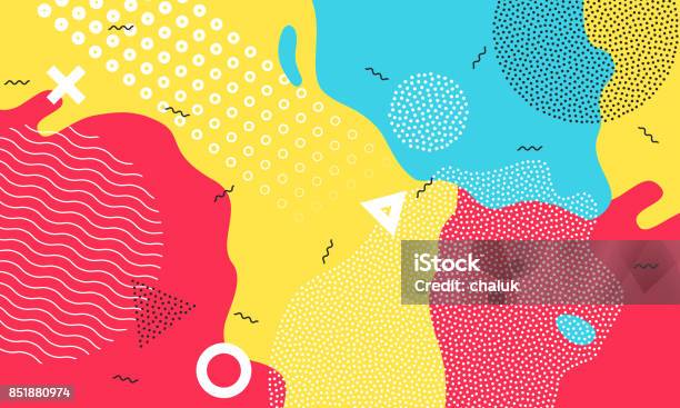 Colorful Cartoon Color Splash Background Childish Playground Vector Abstract Geometric Kid Design Stock Illustration - Download Image Now