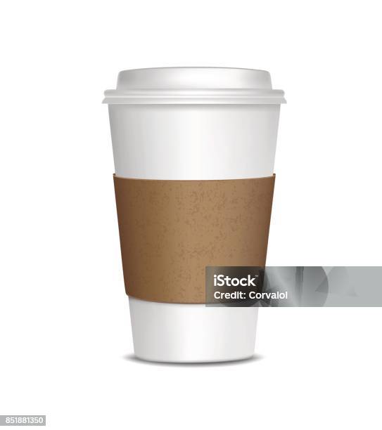 Coffee Cup Isolated On White Background Stock Illustration - Download Image Now - Sleeve, Coffee - Drink, Coffee Cup