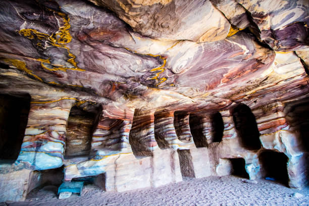 Sandstone Rock-cut tombs (Kokhim) in Petra, Jordan