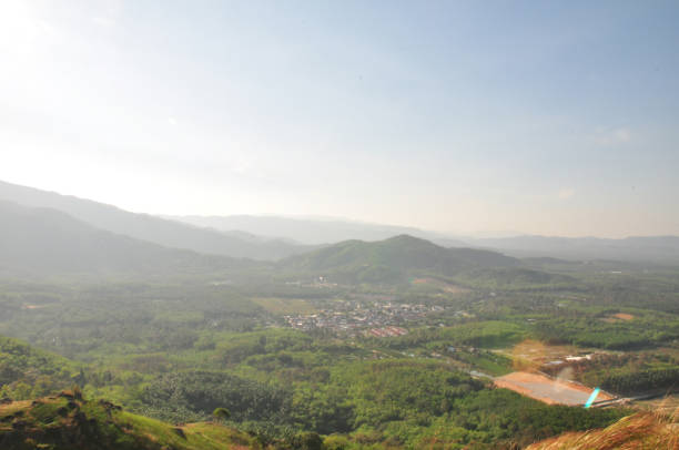 istock Scenery landscape view of mountain peaks on a horizon. 851884550