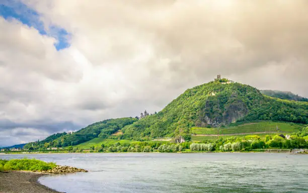 Rhine and Drachenfels Landscape at Koenigswinter  Siebengebirge Germany