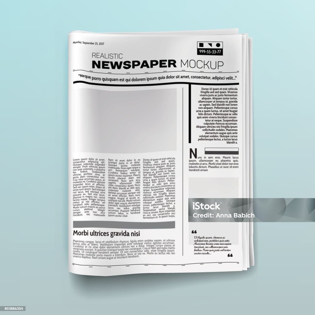 Maqueta del periódico realista (revista) - arte vectorial de Periódico libre de derechos