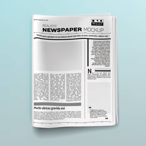 リアルな新聞 (雑誌) モックアップ - newspaper the media paper blank点のイラスト素材／クリップアート素材／マンガ素材／アイコン素材