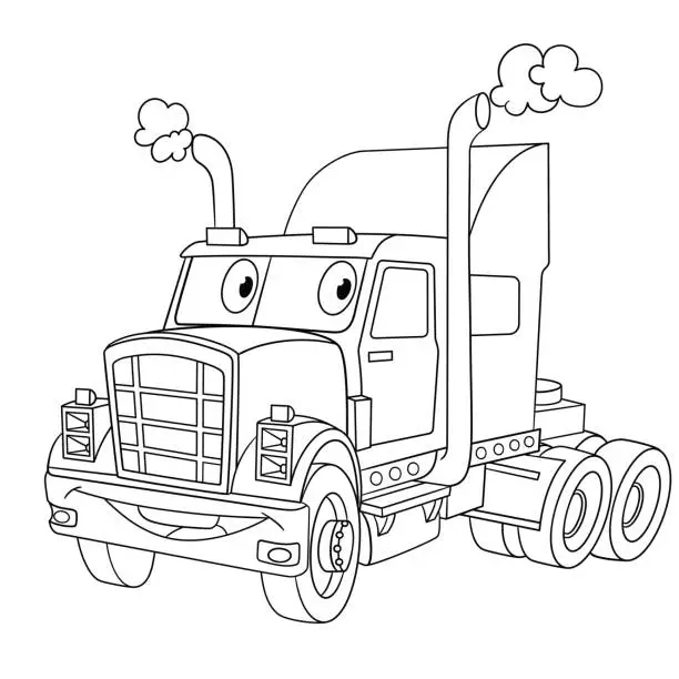 Vector illustration of Cartoon heavy semi-truck