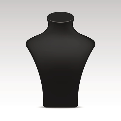 Black necklace mannequin stand for jewelry. Vector close up  .