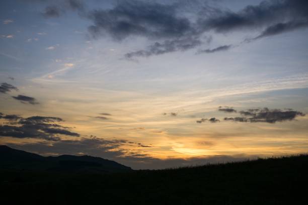 istock Sunrise and sunset over the hills and town. 851889990