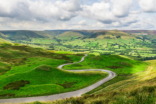 Mam Tor hill near Castleton and Edale in the Peak District National Park, England, UK