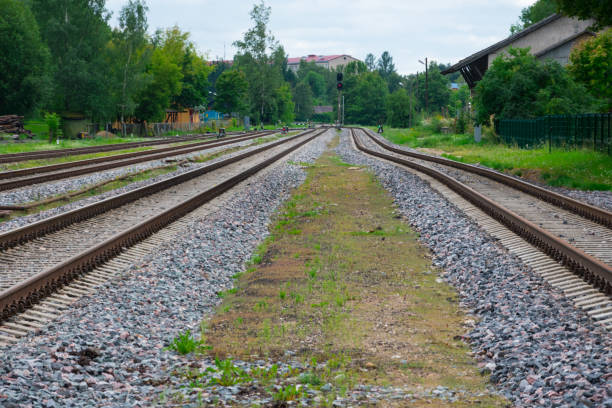 istock Train tracks at Cesis Railway Station 851894536