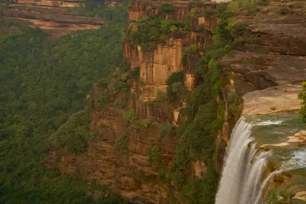 Long lens shot of a waterfall in India