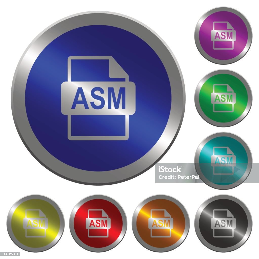Asm File Format Luminous Coinlike Round Color Buttons Stock ...