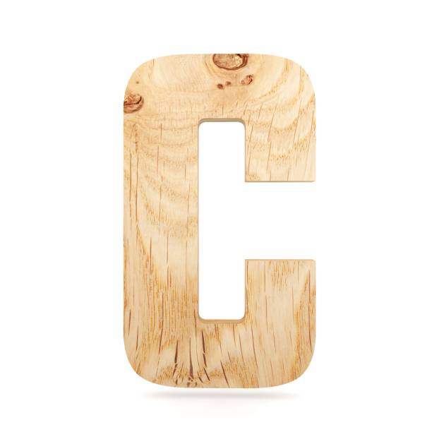 3D decorative wooden Alphabet, capital letter C stock photo