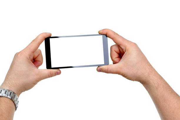 istock Male hand hoding smartphone isolated on white background 851909208